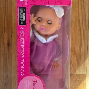 Purple Sleeping Doll with White Bow
